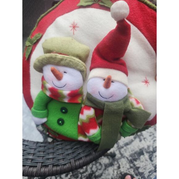 St. Nicholas Square 3D Round Holiday Pillow w/ Snowmen - Picture 8 of 14